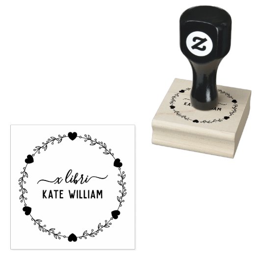 Hart Botanische Krans ex libris stempel (Gestempeld)