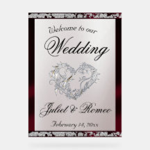 Hart, Bourgondisch lint & Sparkle Welkom