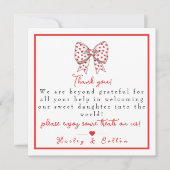 Hart Bow Dochter Arbeid & Levering NICU Ziekenhuis Bedankkaart (Voorkant)