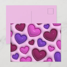 Hart Briefkaart met 3D glanzende harten