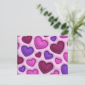 Hart Briefkaart met 3D glanzende harten (Staand voorkant)