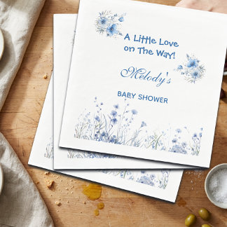 Hart Bril Teddybeer Blauw Baby Shower Servet