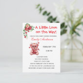 Hart Bril Teddybeer Roze Baby Shower Uitnodiging (Staand voorkant)