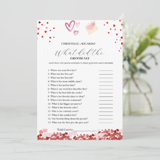 Hart Bruid & bruidegom trivia vrijgezellenfeest sp Aankondiging (Staand voorkant)