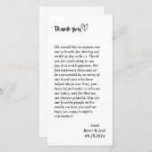 HART bruiloft dank u nota Feestdagenkaart (Voorkant / Achterkant)