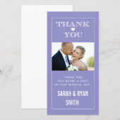 Hart bruiloft Paarse Dank u fotokaarten Bedankkaart (Voorkant / Achterkant)