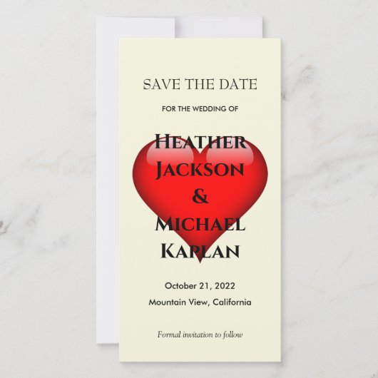 Hart Bruiloft Professioneel Minimalistisch Modern Save The Date (Voorkant)