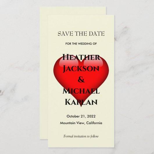 Hart Bruiloft Professioneel Minimalistisch Modern Save The Date (Voorkant / Achterkant)