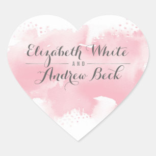 HART BRUILOFT SEAL stijlvolle waterverf blush roze Sticker