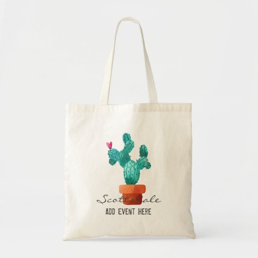 Hart Cactus Groen Roze Liefde Locatie Event Fun Tote Bag (Voorkant)