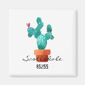 Hart Cactus Groen Roze LOCATIE POSTCODE Leuk Magneet (Voorkant)