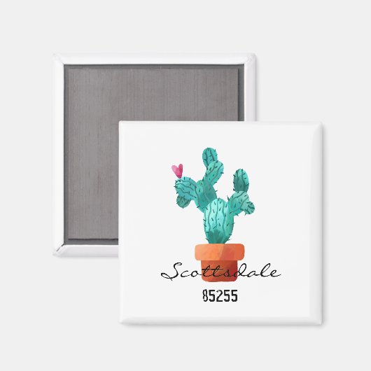 Hart Cactus Groen Roze LOCATIE ZIP CODE Fun Magneet (Voorkant / Achterkant)