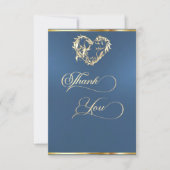 Hart & Calligrafie - Blauw Bedankkaart (Voorkant)