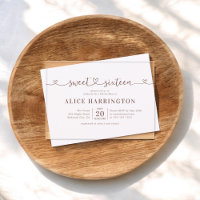 Hart Calligrafie Minimalistisch Bruin Sweet 16