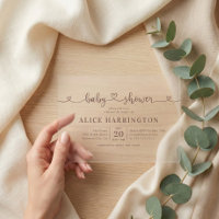 Hart Calligrafie Minimalistische Bruine Baby Showe
