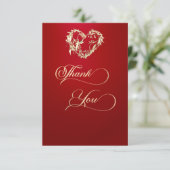 Hart & Calligrafie - Rood Bedankkaart (Staand voorkant)