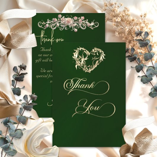 Hart & Calligrafie - Smaragd Bedankkaart