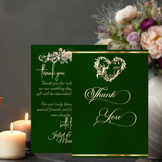 Hart & Calligrafie - Smaragd Bedankkaart