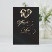 Hart & Calligrafie - Zwart Bedankkaart (Staand voorkant)