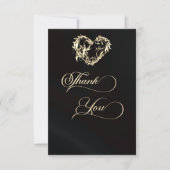 Hart & Calligrafie - Zwart Bedankkaart (Voorkant)