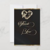 Hart & Calligrafie - Zwart Bedankkaart (Voorkant)