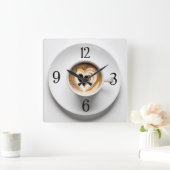 Hart cappuccino in witte beker vierkante klok (Huis)