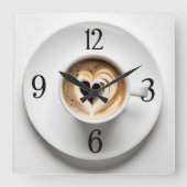 Hart cappuccino in witte beker vierkante klok (Voorkant)