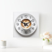 Hart cappuccino in witte beker vierkante klok (Huis)