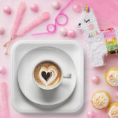 Hart Cappuccino in witte koffiekop Papieren Bordje (Feest)