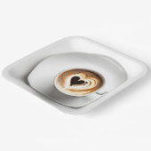 Hart Cappuccino in witte koffiekop Papieren Bordje (Gebogen)