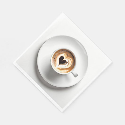 Hart Cappuccino in witte koffiekop Servet (Hoek)