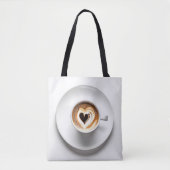 Hart Cappuccino in witte koffiekop Tote Bag (Voorkant)