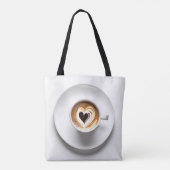 Hart Cappuccino in witte koffiekop Tote Bag (Achterkant)