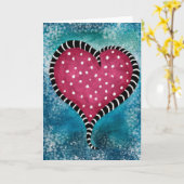 Hart Card Roze Blauw Zwart Cute  Kaart (Gele Bloem)