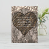 Hart Carved Tree & Lights Wedding Invitations Kaart (Staand voorkant)