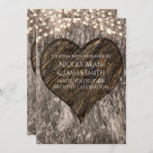 Hart Carved Tree & Lights Wedding Invitations Kaart (Voorkant / Achterkant)