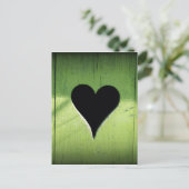 Hart Carved van Bright Green Wooden deur Briefkaart (Staand voorkant)