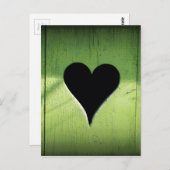 Hart Carved van Bright Green Wooden deur Briefkaart (Voorkant / Achterkant)