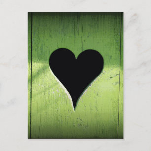Hart Carved van Bright Green Wooden deur Briefkaart