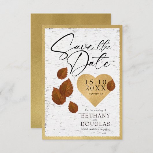 Hart Carving Save The Wedding Date Uitnodiging (Voorkant / Achterkant)