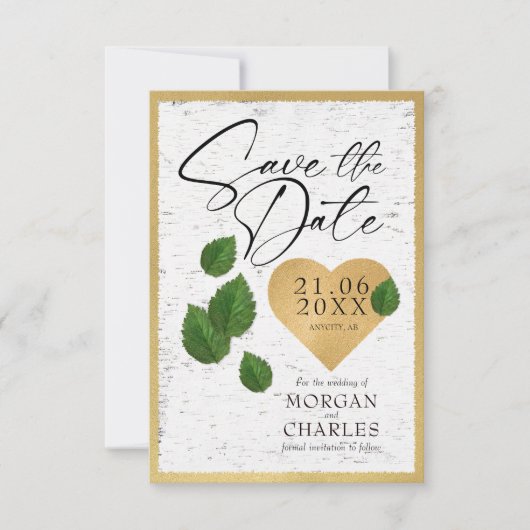 Hart Carving Save The Wedding Date Uitnodiging (Voorkant)