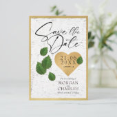 Hart Carving Save The Wedding Date Uitnodiging (Staand voorkant)