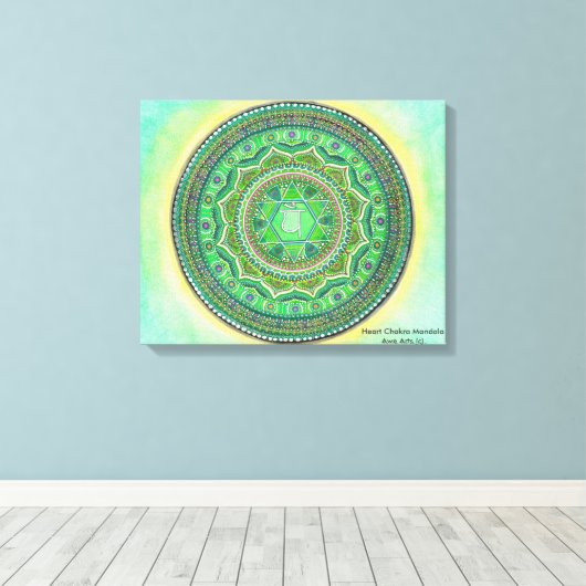Hart Chakra Mandala Canvas Kunst (Insitu (Houten vloer))