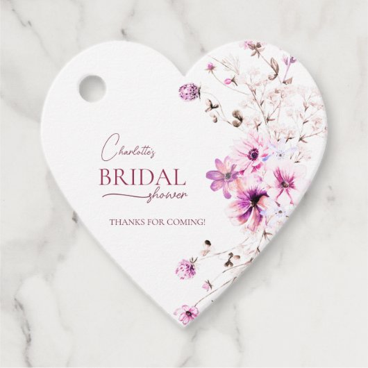 Hart Charmant Wildflower Ruby Roos Vrijgezellenfee Bedankjes Labels (Voorkant)