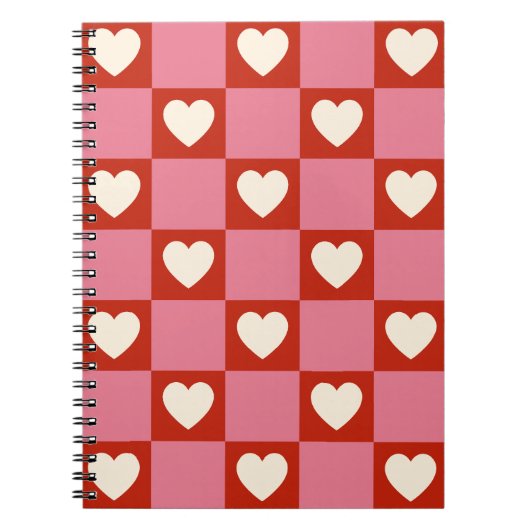 Hart Checker Patroon Notitieboek (Voorkant)