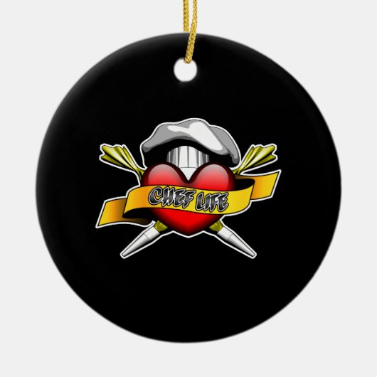 Hart Chef Life: banketbakker Keramisch Ornament (Voorkant)