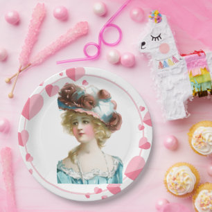 Hart Cirkel Vintage Lady Modern Papier Borden Papieren Bordje