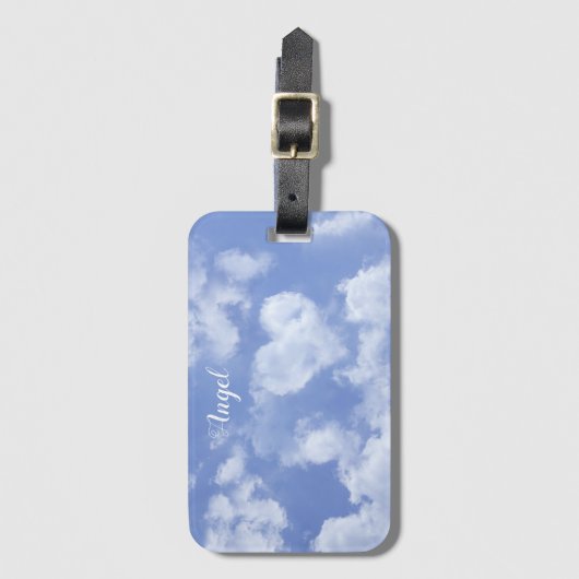 Hart Cloud Sky Leuk Leuk Leuk Modern Blauw Custom Bagagelabel (Voorkant (verticaal))