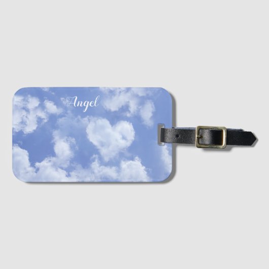 Hart Cloud Sky Leuk Leuk Leuk Modern Blauw Custom Bagagelabel (Voorkant (horizontaal))