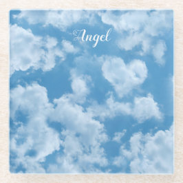 Hart Cloud Sky Leuk Leuk Leuk Modern Blauw Custom  Glazen Onderzetter